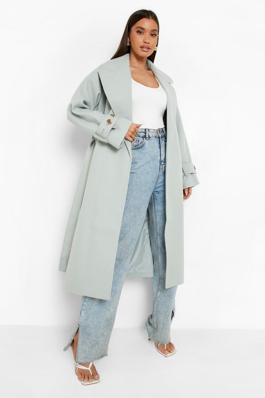 Sage green Wool Look Trench
