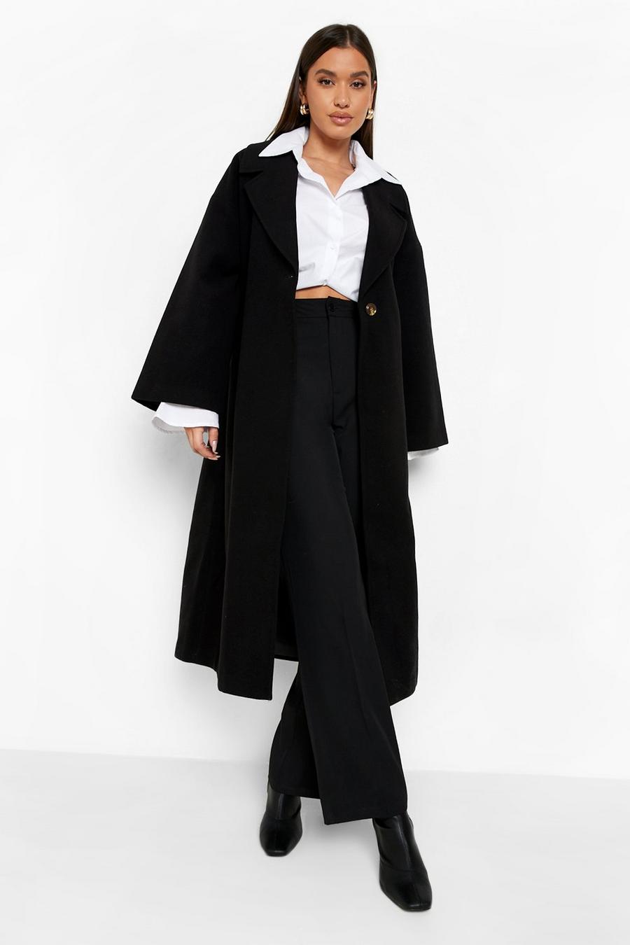 Black svart Oversized Wool Look Coat