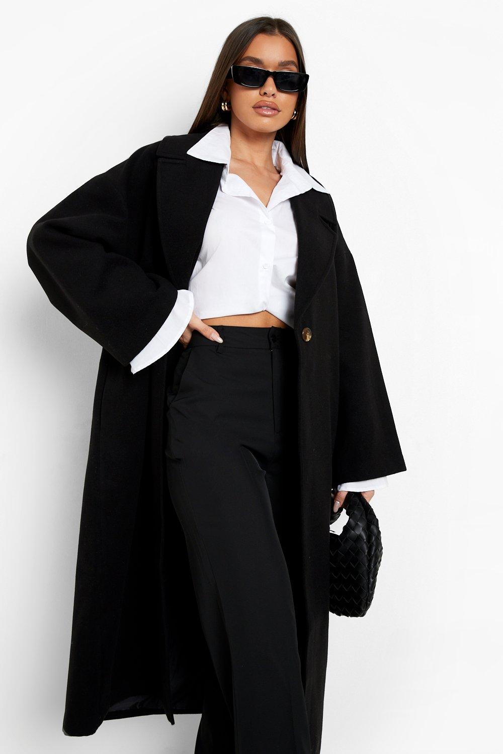 oversized black wool coat womens