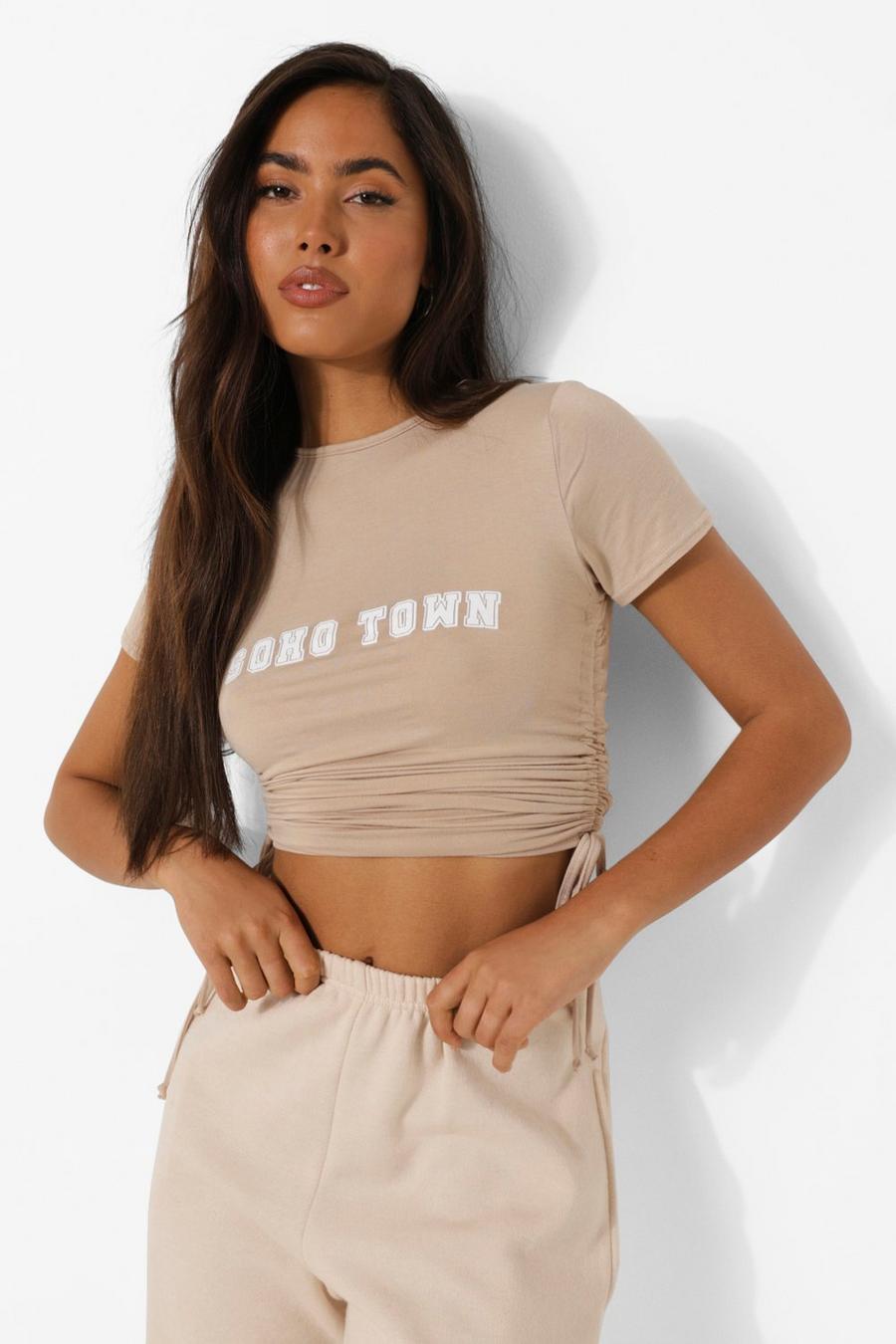 Stone Soho Town Side Ruched Cropped T-shirt image number 1