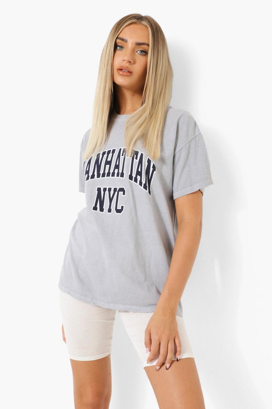 Grey Overdyed Manhattan Oversized T-shirt image number 1