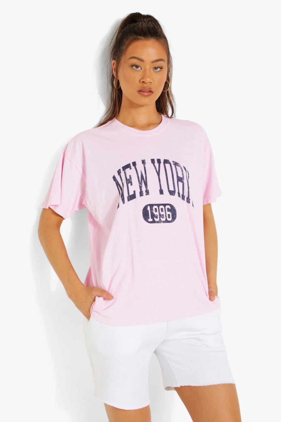 Light pink New York Oversize t-shirt med tryck image number 1
