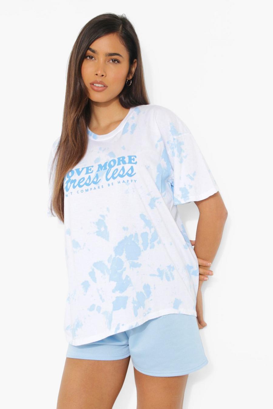 Blue Tie Dye Printed Oversized T-shirt image number 1