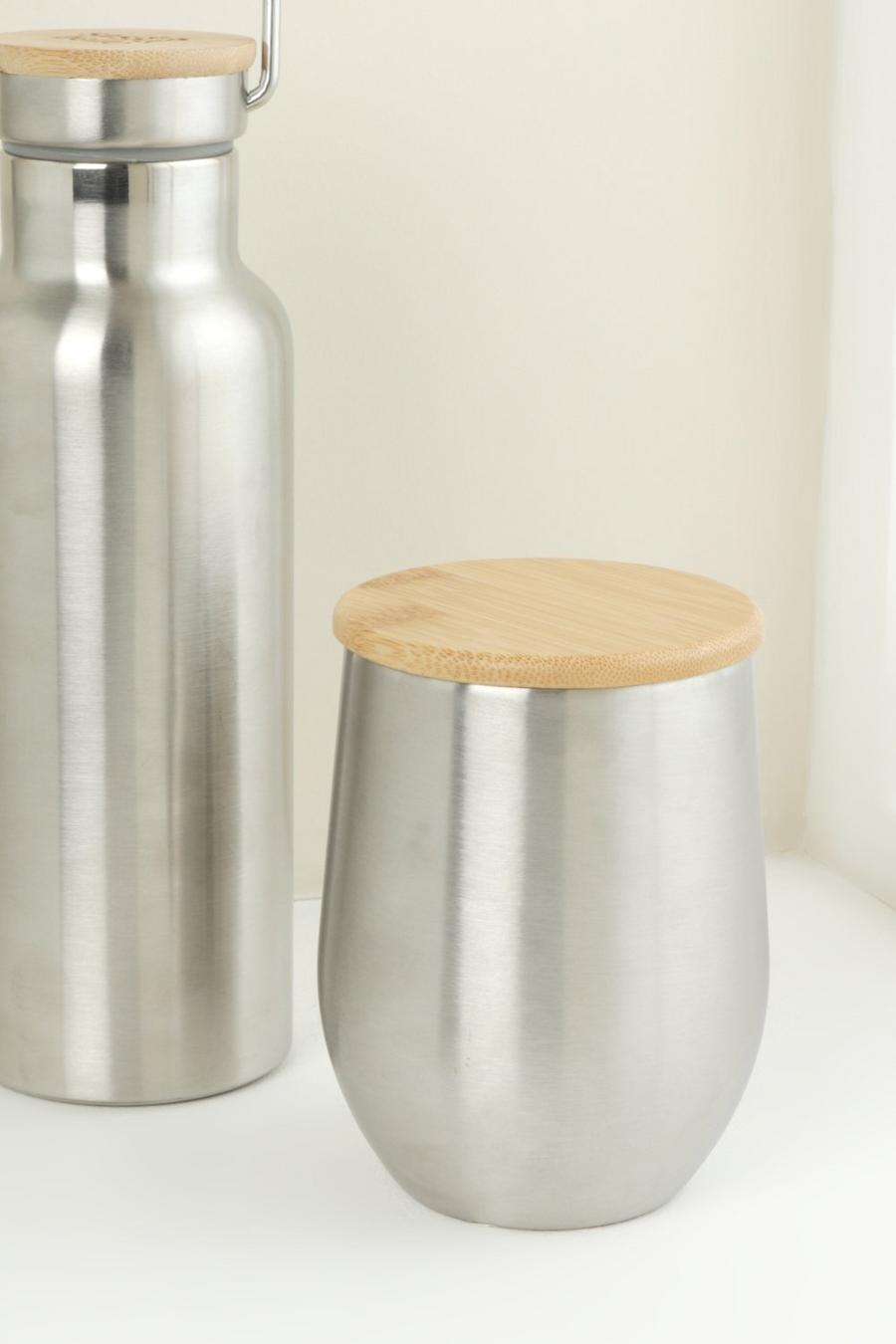 Silver Mugg i rostfritt stål med bambulock image number 1
