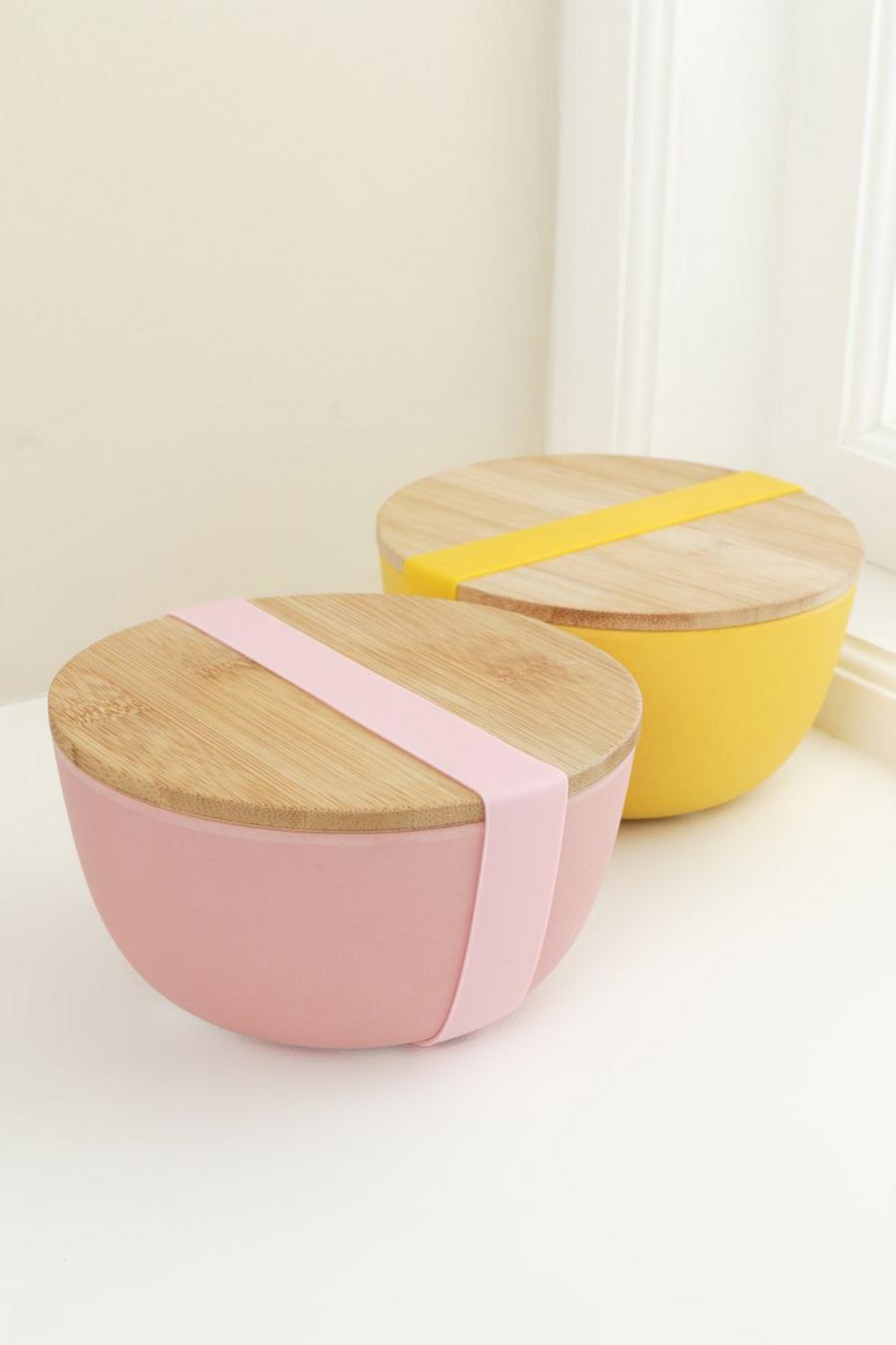 Pink Bamboo Bowl With Lid image number 1
