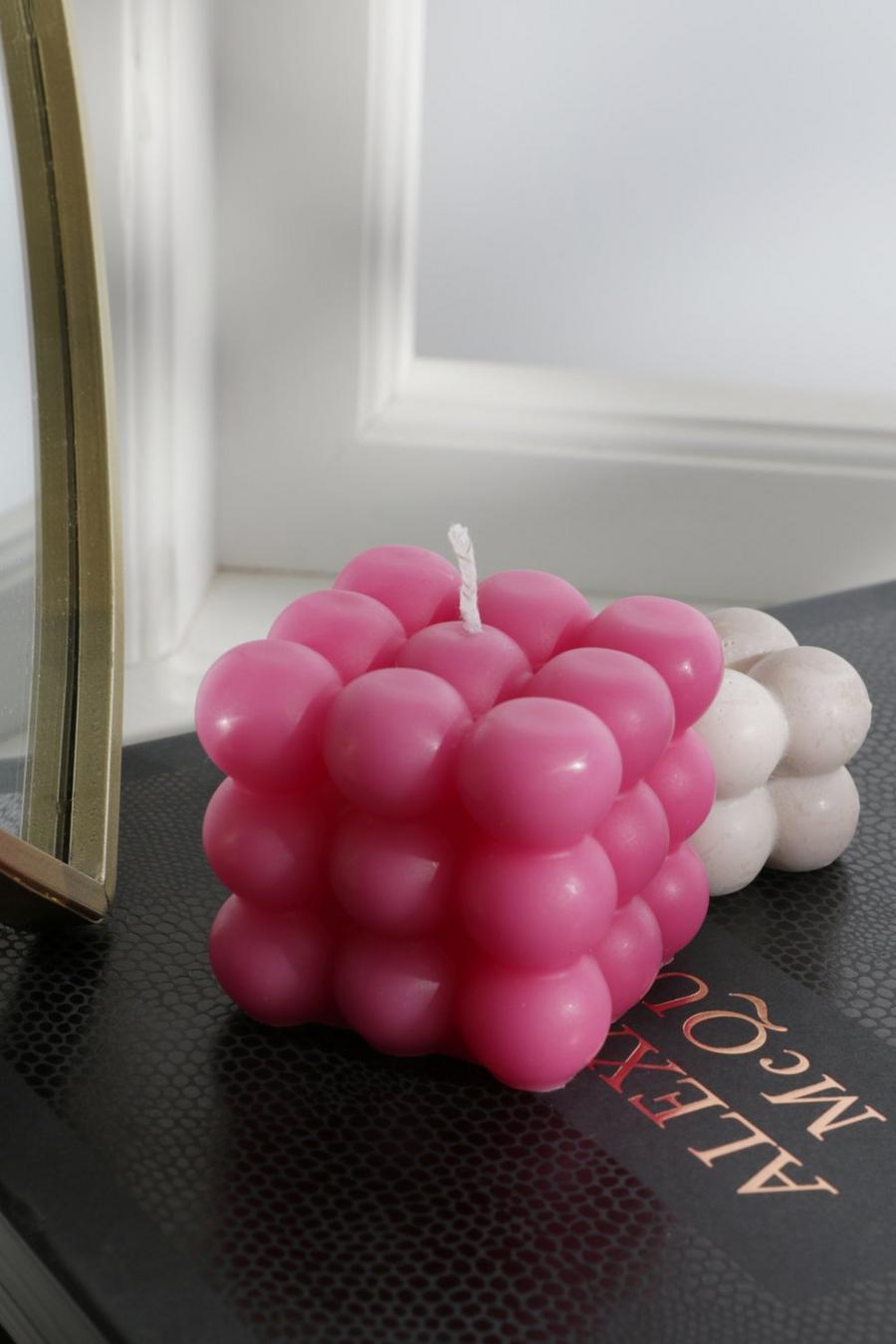 Pink Bobble Square Kaars - Roze image number 1