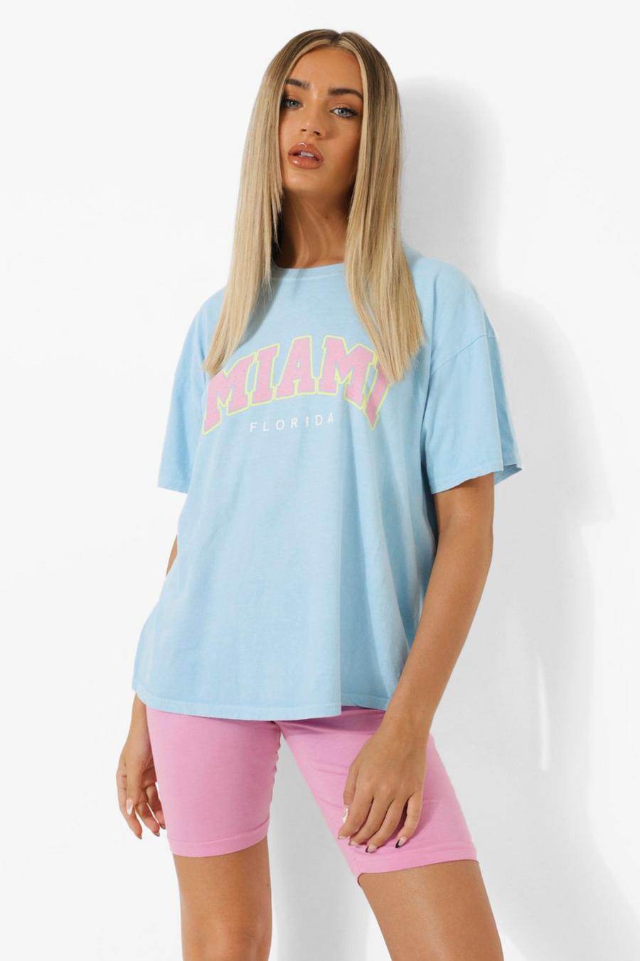 Light blue Overdyed Miami Oversized T-shirt image number 1