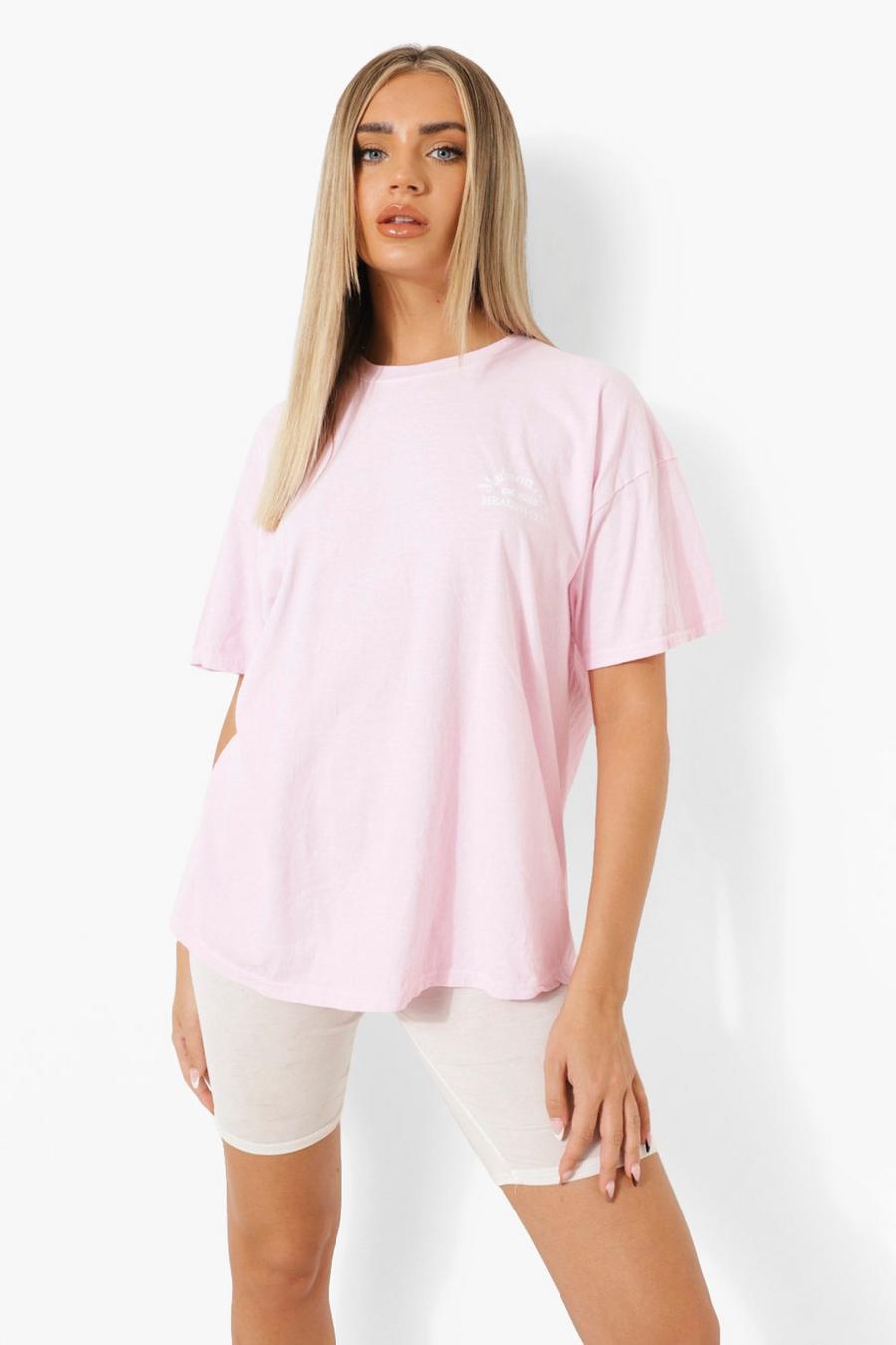 Light pink Overdyed Pocket Print Oversized T-shirt image number 1