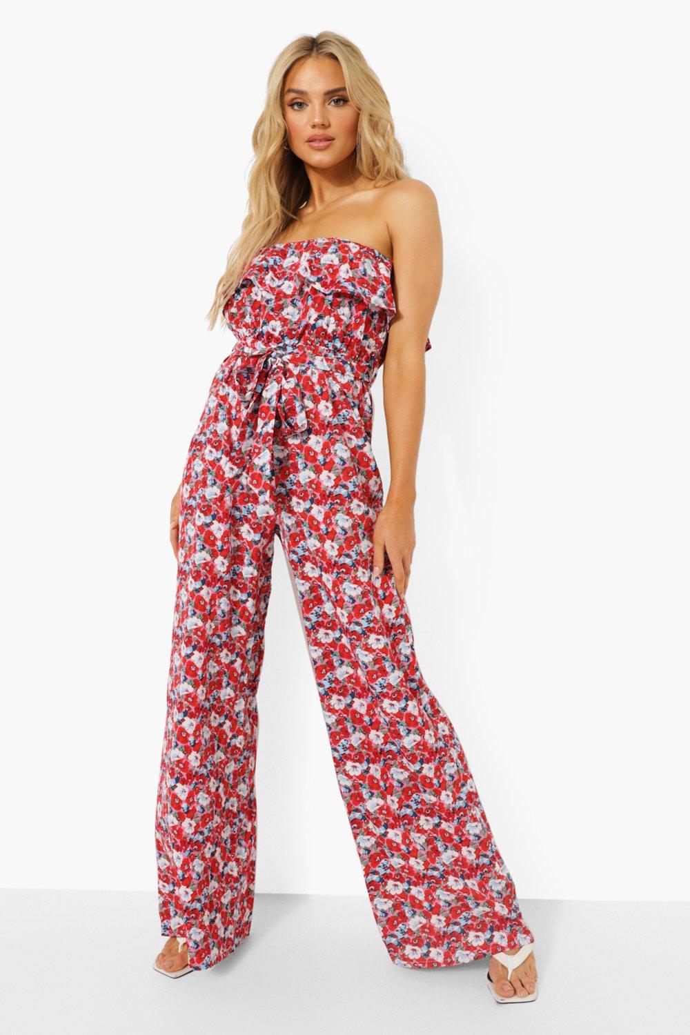 Plus Woven Puff Sleeve Belted Taper Jumpsuit