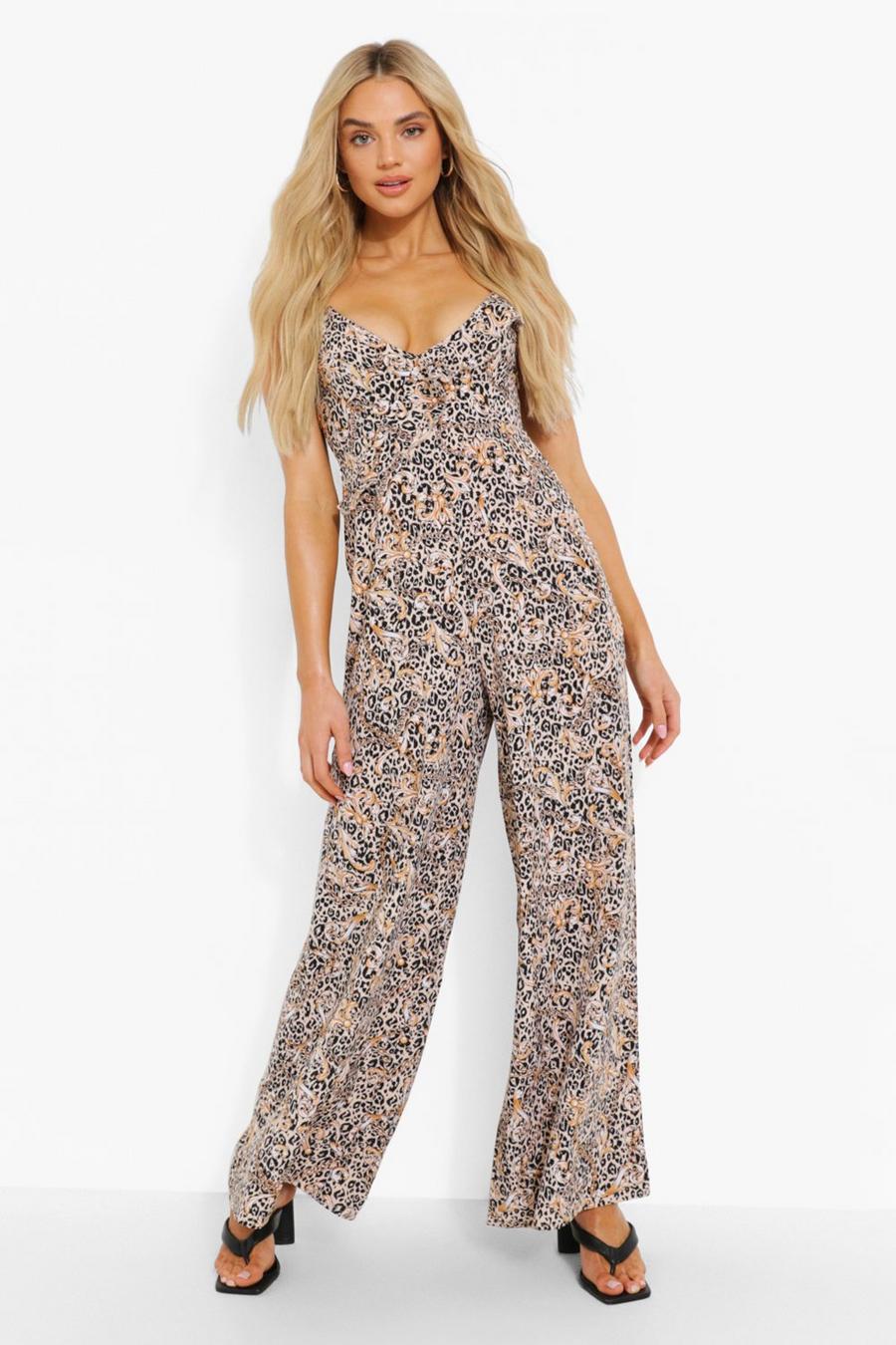 Stone Chain Print Wide Leg Jumpsuit image number 1