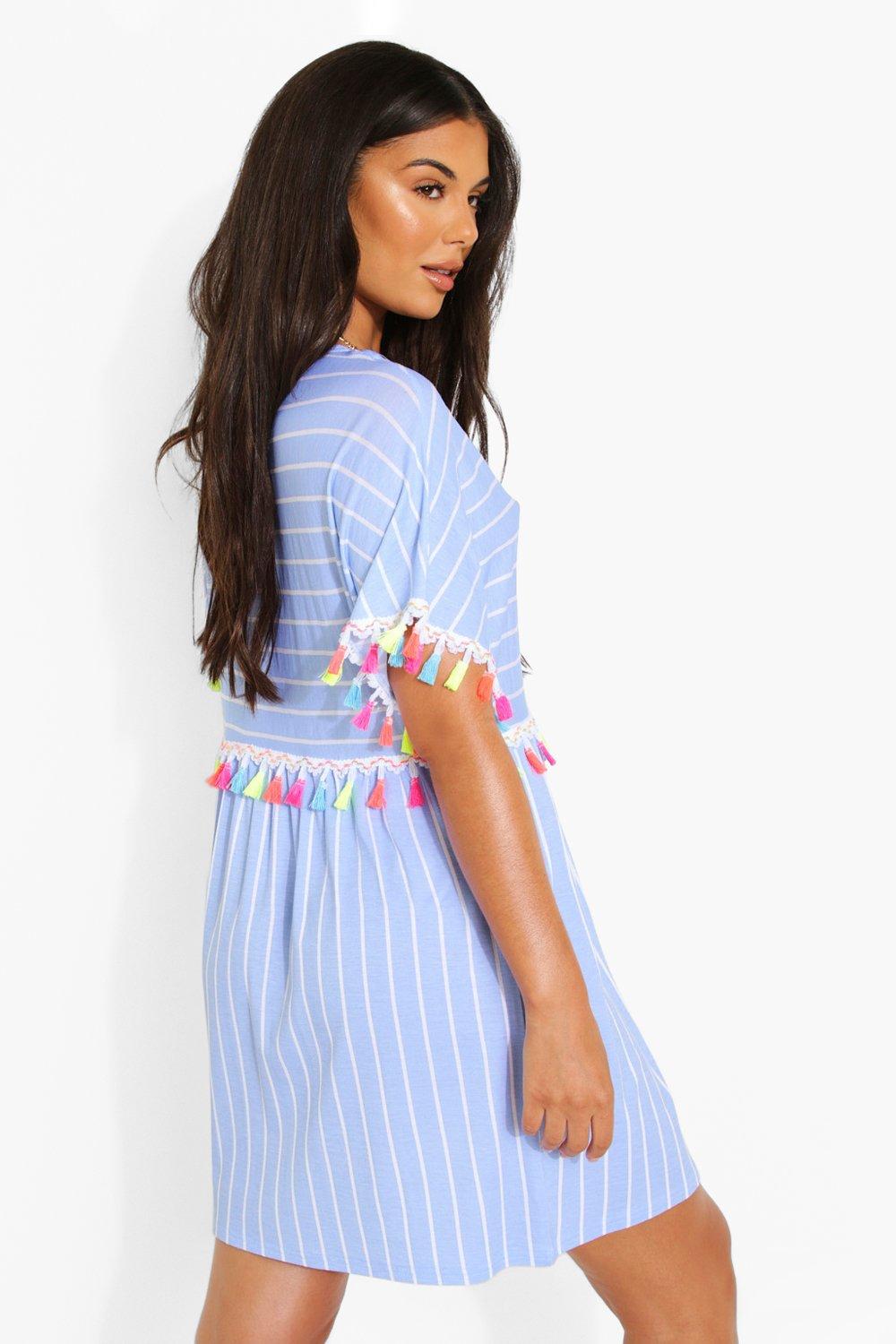 Striped 2025 tassel dress