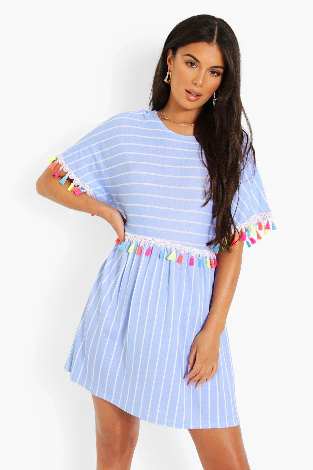 Striped 2025 tassel dress