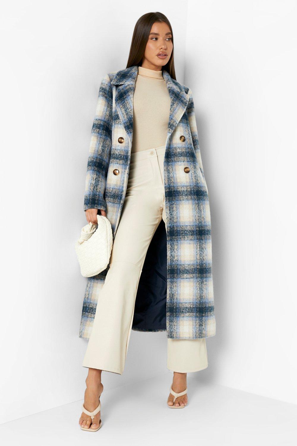 Checkered longline coat sale