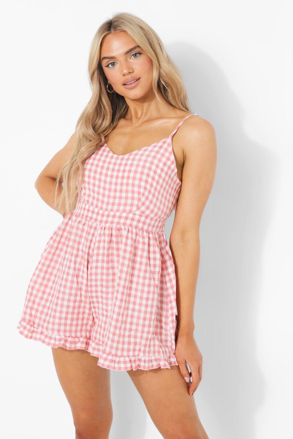 Pink frill playsuit on sale