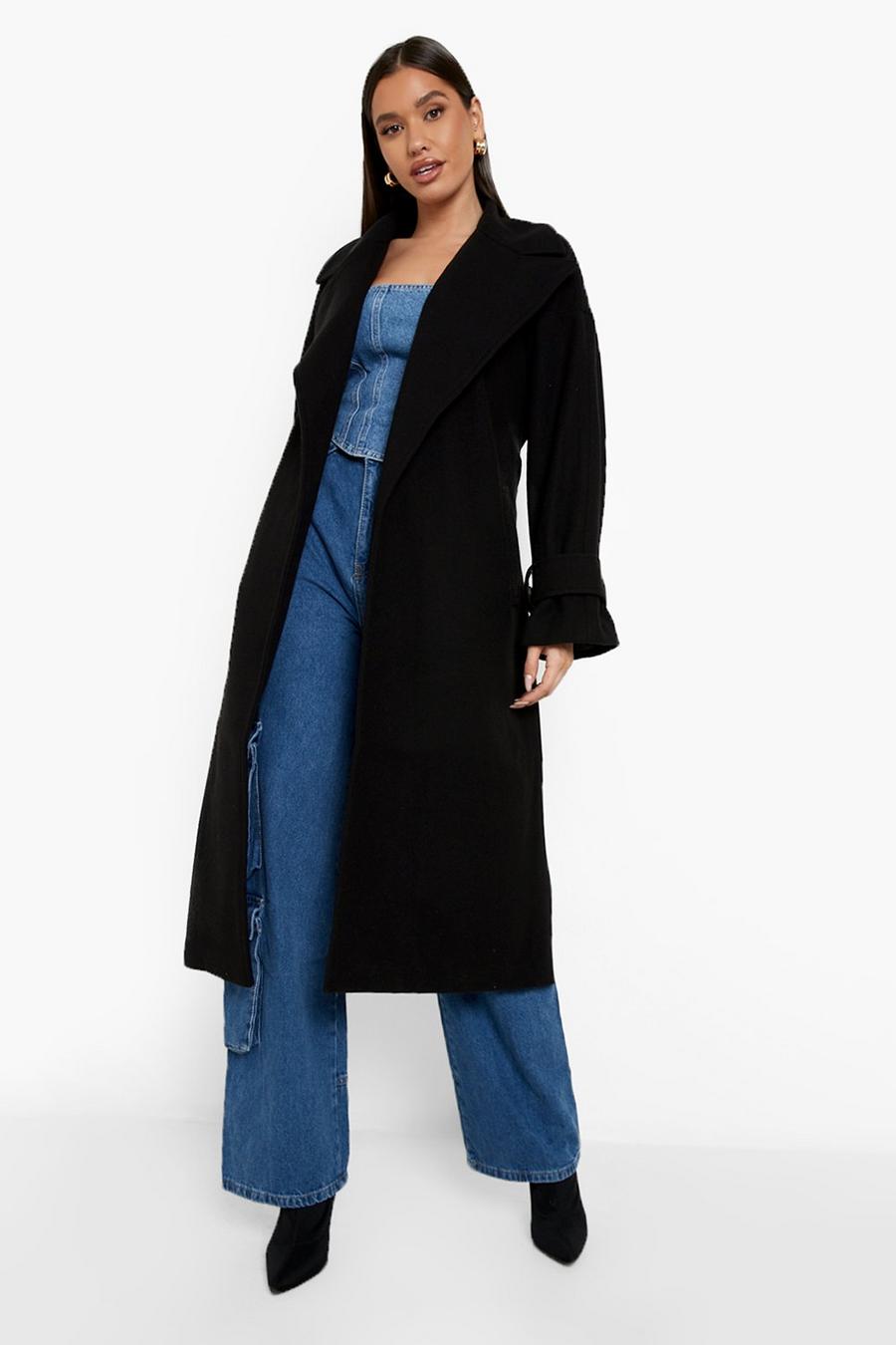 Black Wool Look Trench image number 1