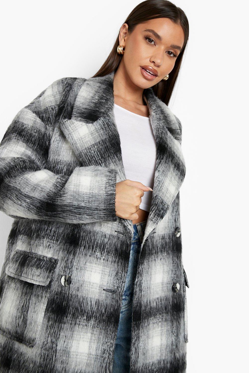 Boohoo on sale checked coat