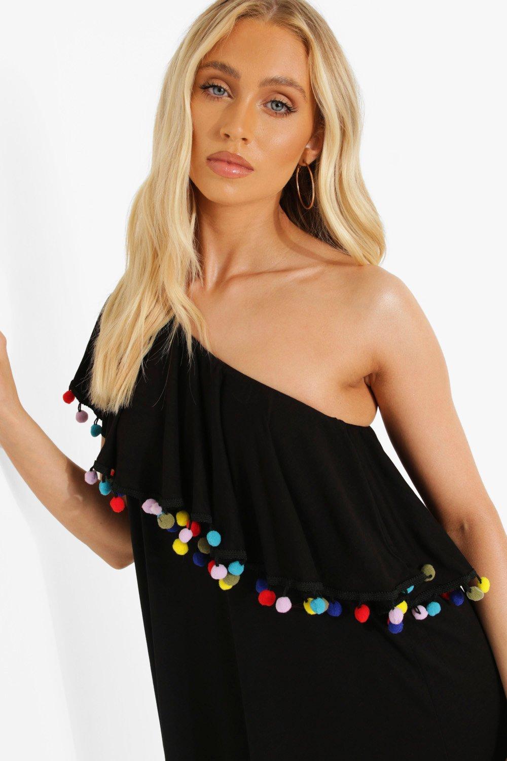 Boohoo pom pom clearance dress