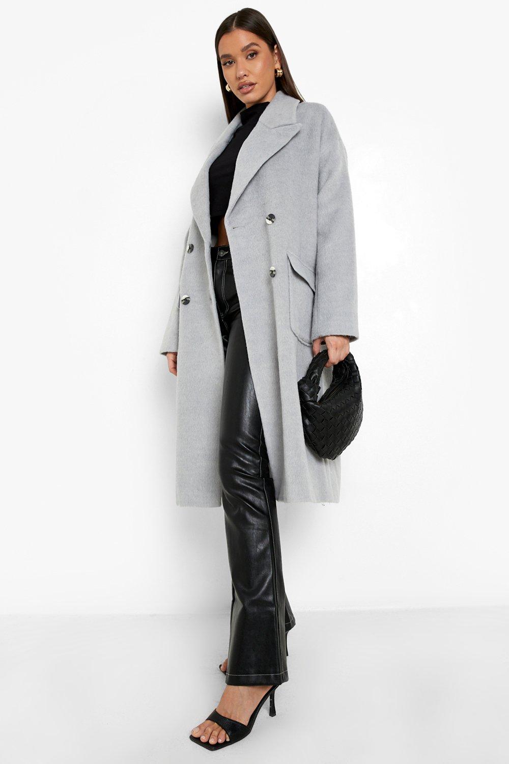 Grey Wool Look Coat