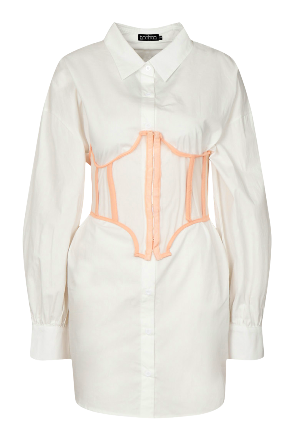 Mesh Corset Detail Shirt Dress