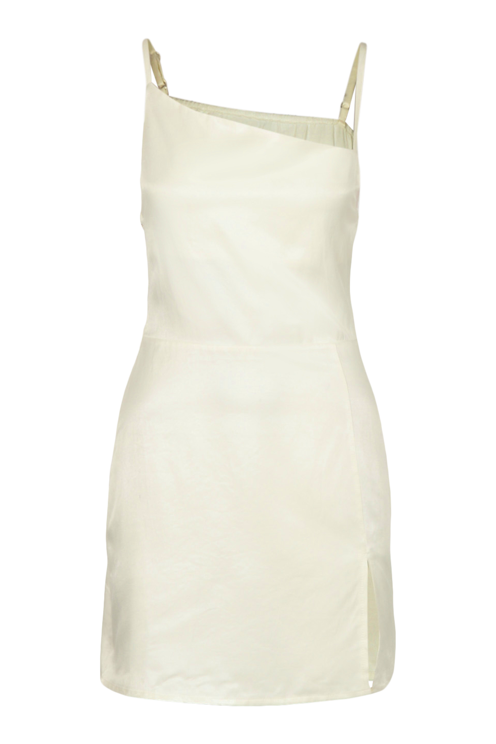 Women's White Satin Asymmetric Cowl Neck Mini Dress Boohoo UK | atelier ...