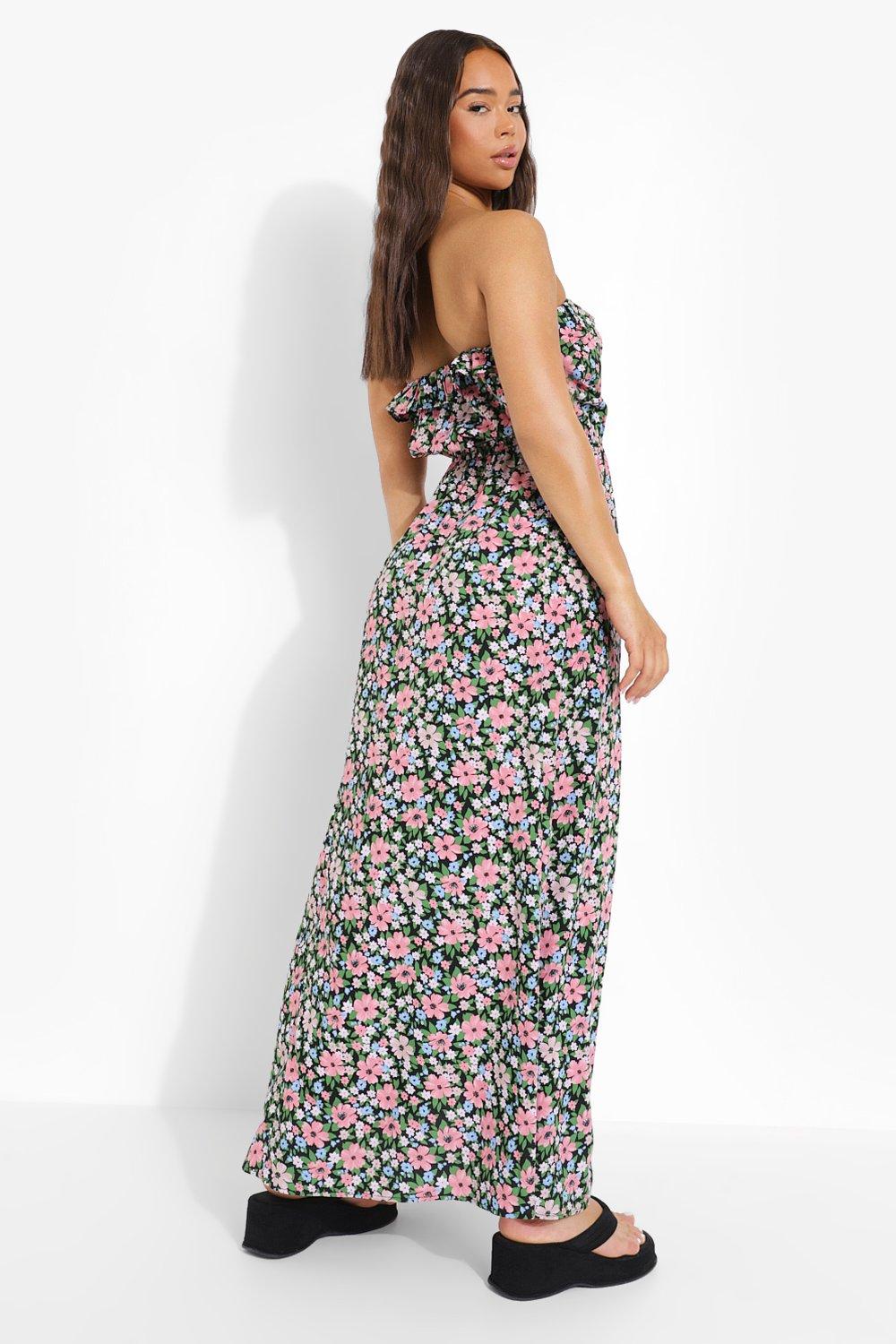 floral bandeau maxi dress