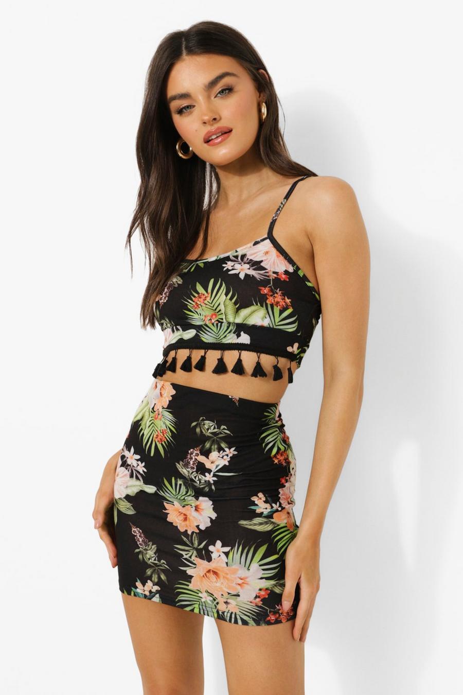 Multi Tropical Print Tassel Skirt Two-Piece image number 1