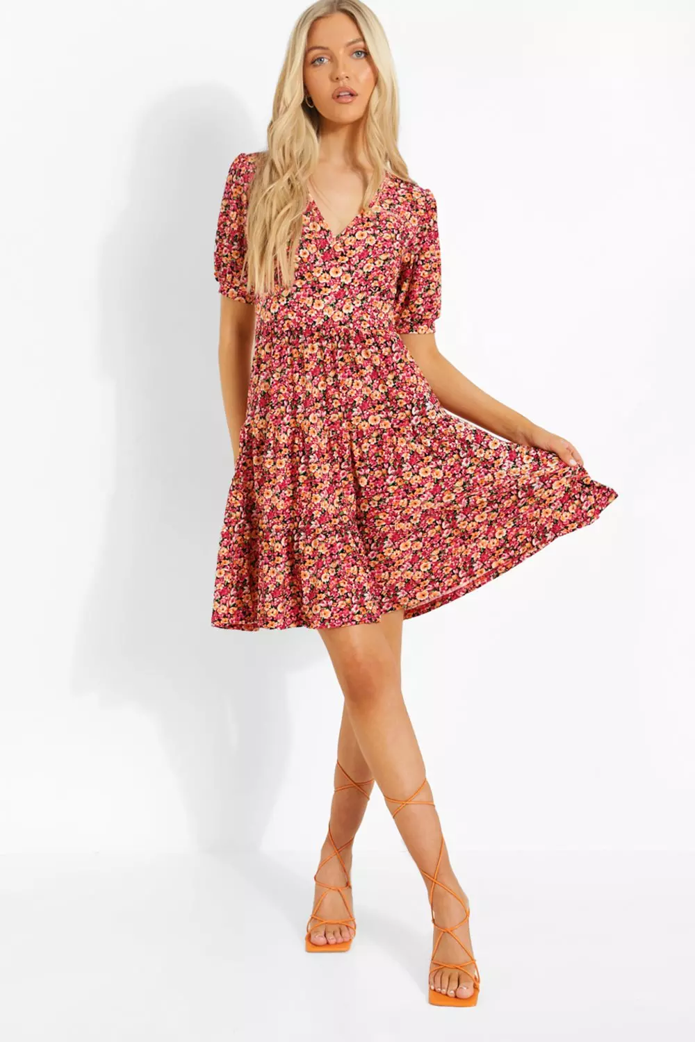 V neck outlet skater dress