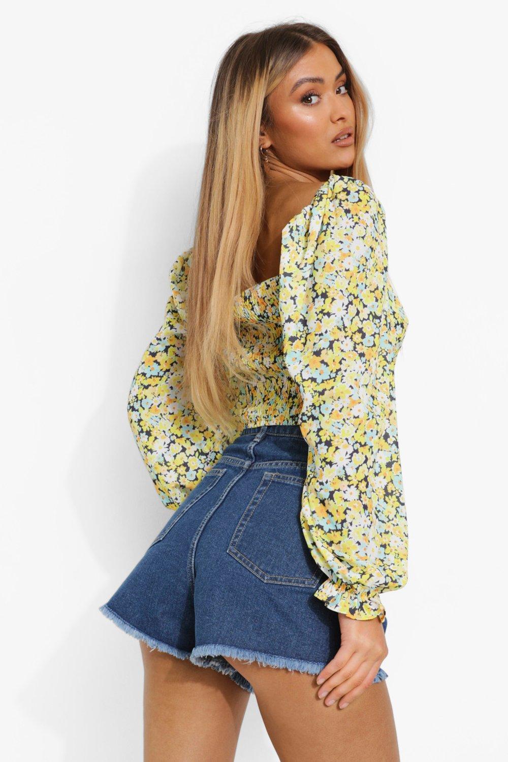 Puff sleeve top discount boohoo