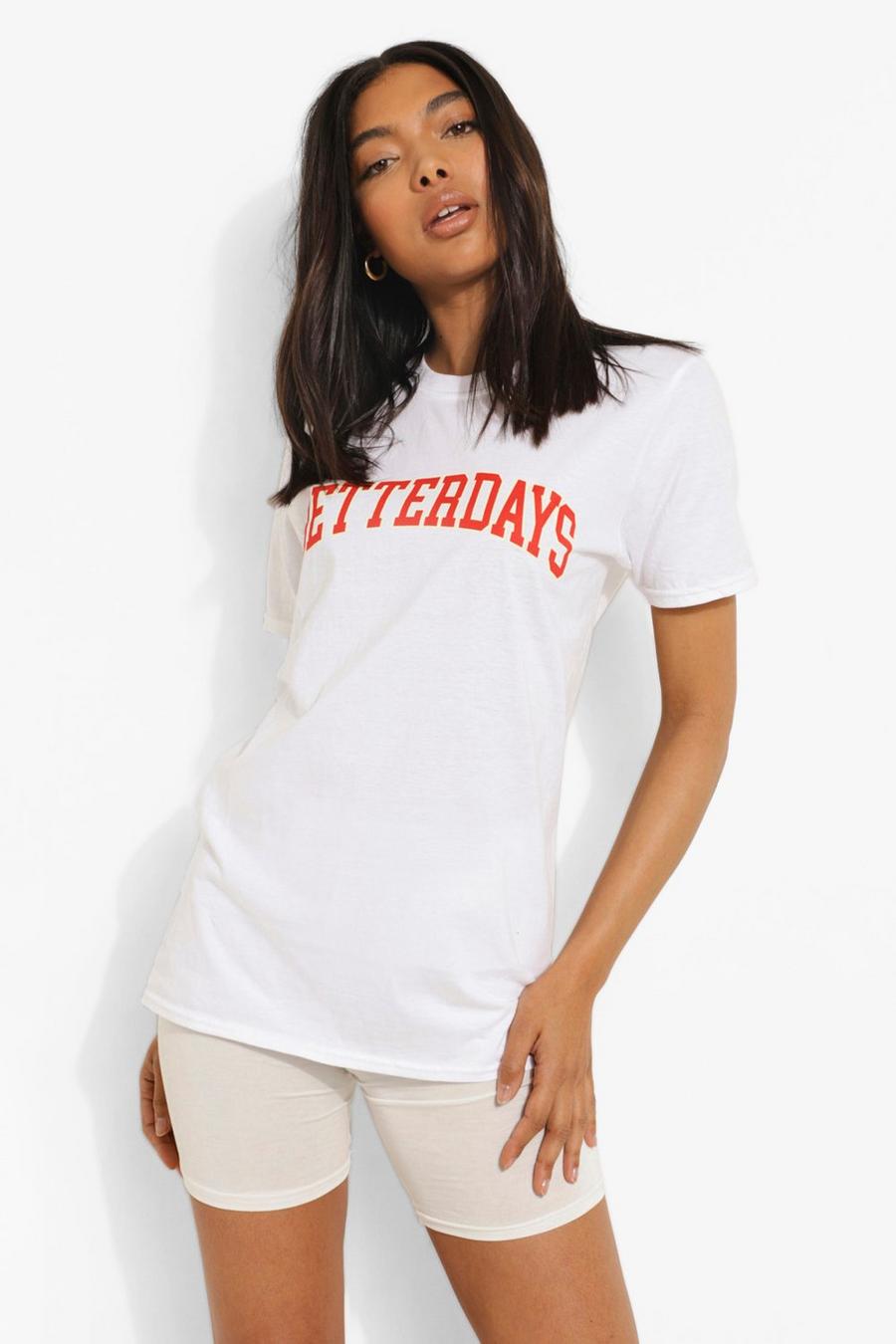 Tall T-Shirt in Übergröße mit „Better Days“-Print, Weiß image number 1