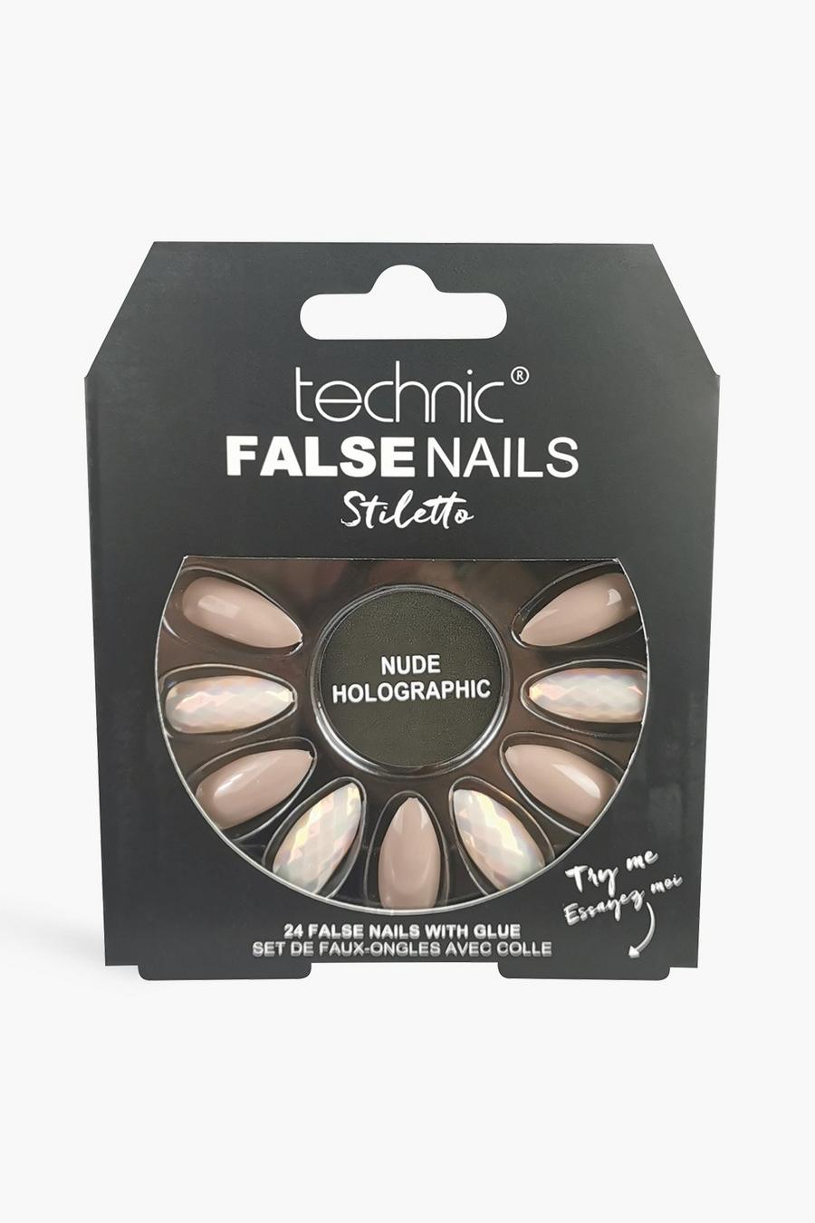 Technic Fake Nägel - Stiletto Nude Holografisch