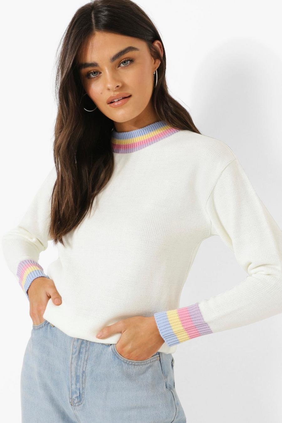 Ivory Pastel Trim Sweater image number 1