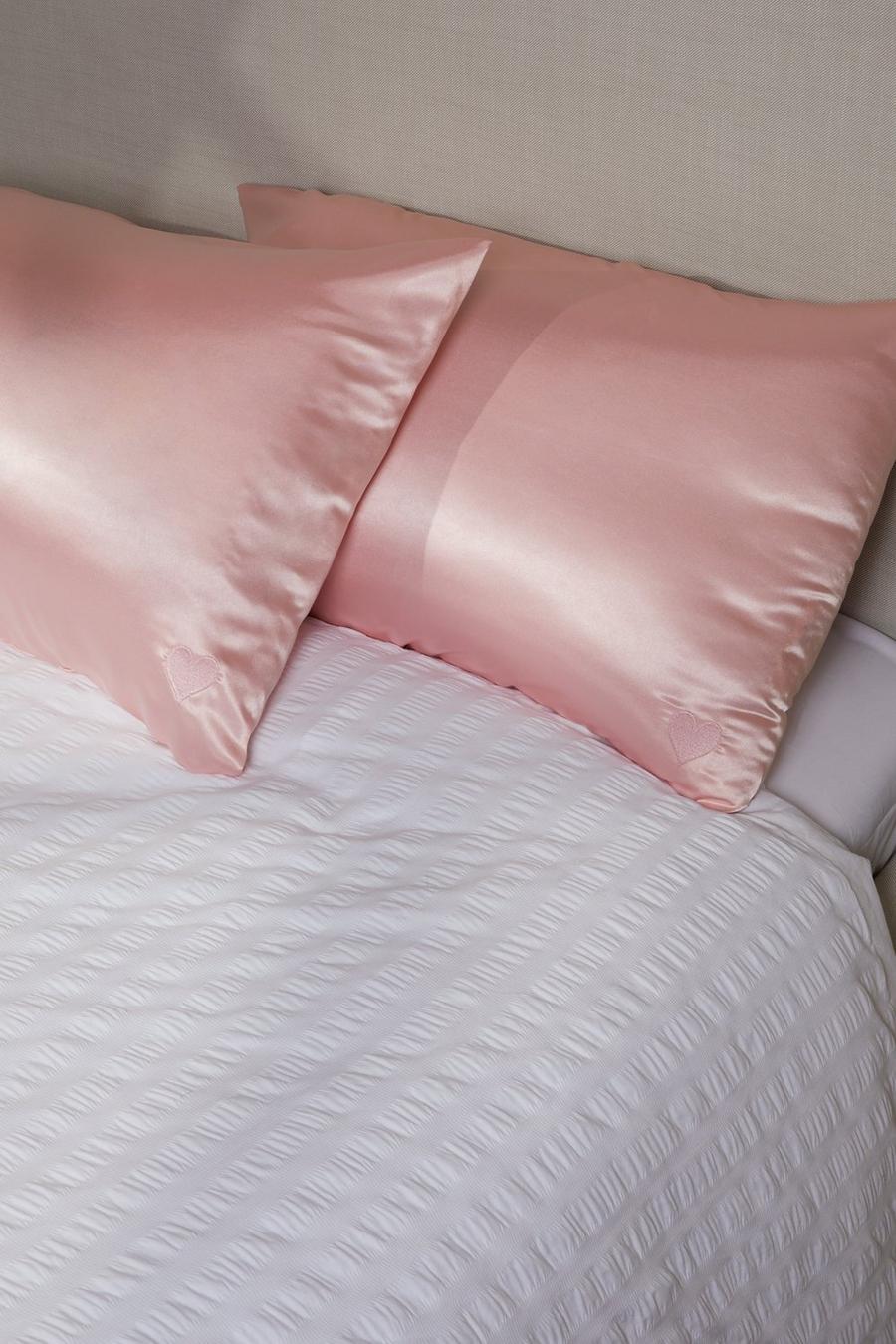 Pink Heart Satin Hair Proctect Pillow Case 2 Pack image number 1
