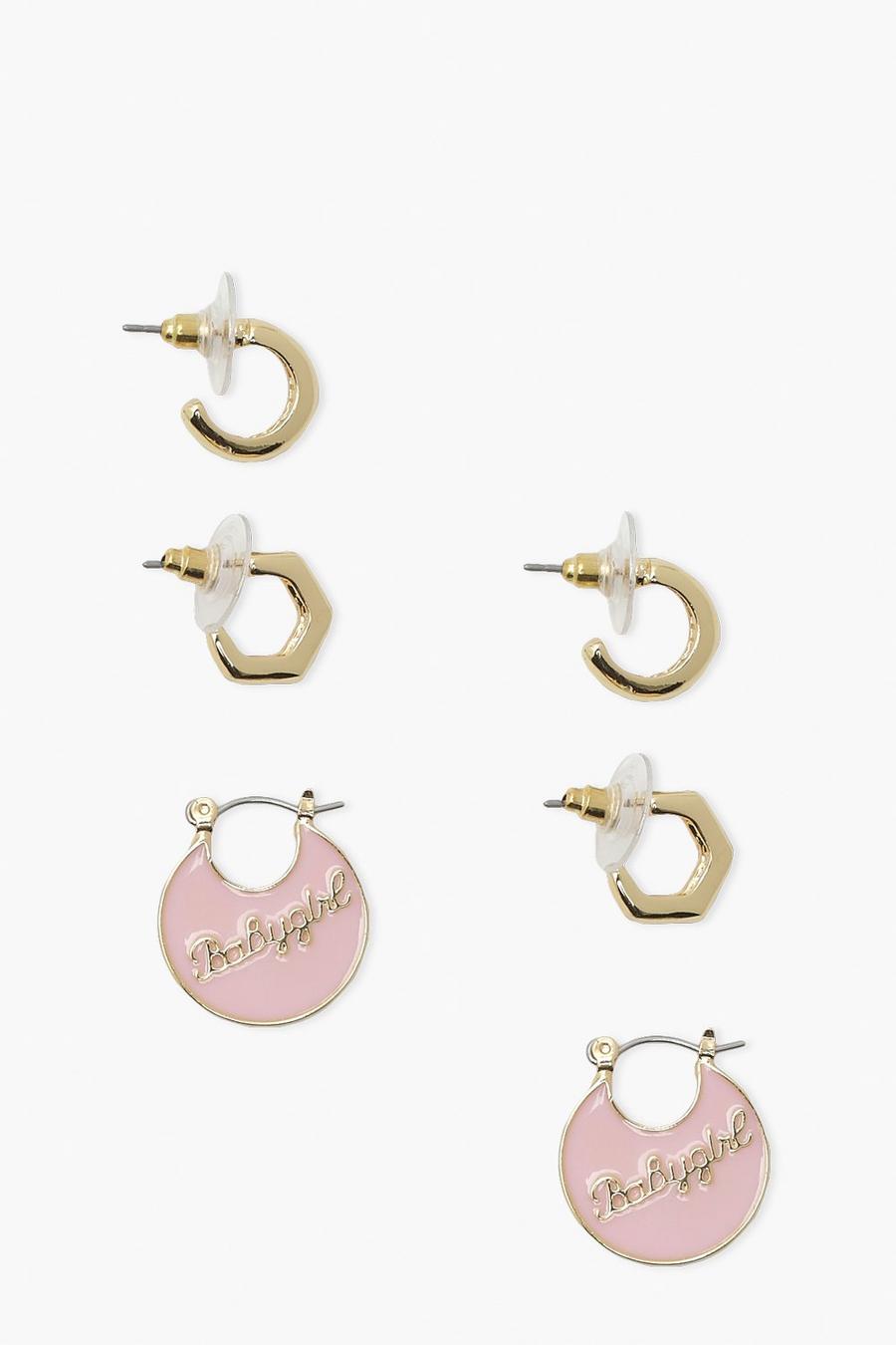 Gold Enamel Baby Girl Earring Pack image number 1