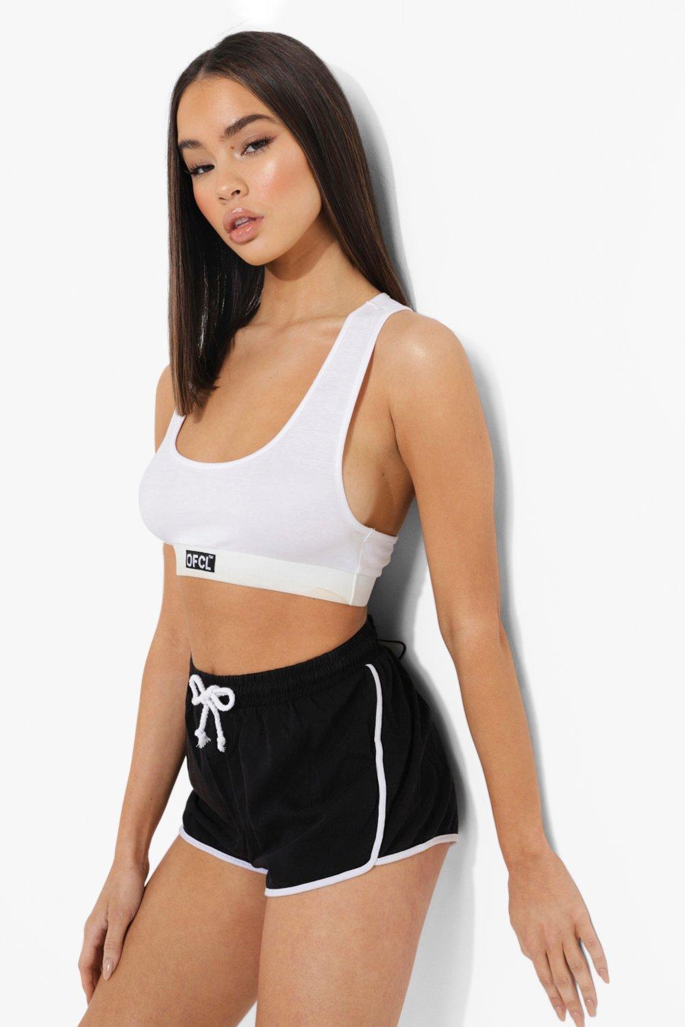 Contrast Binding Crop Sports Bra With Phone Pocket