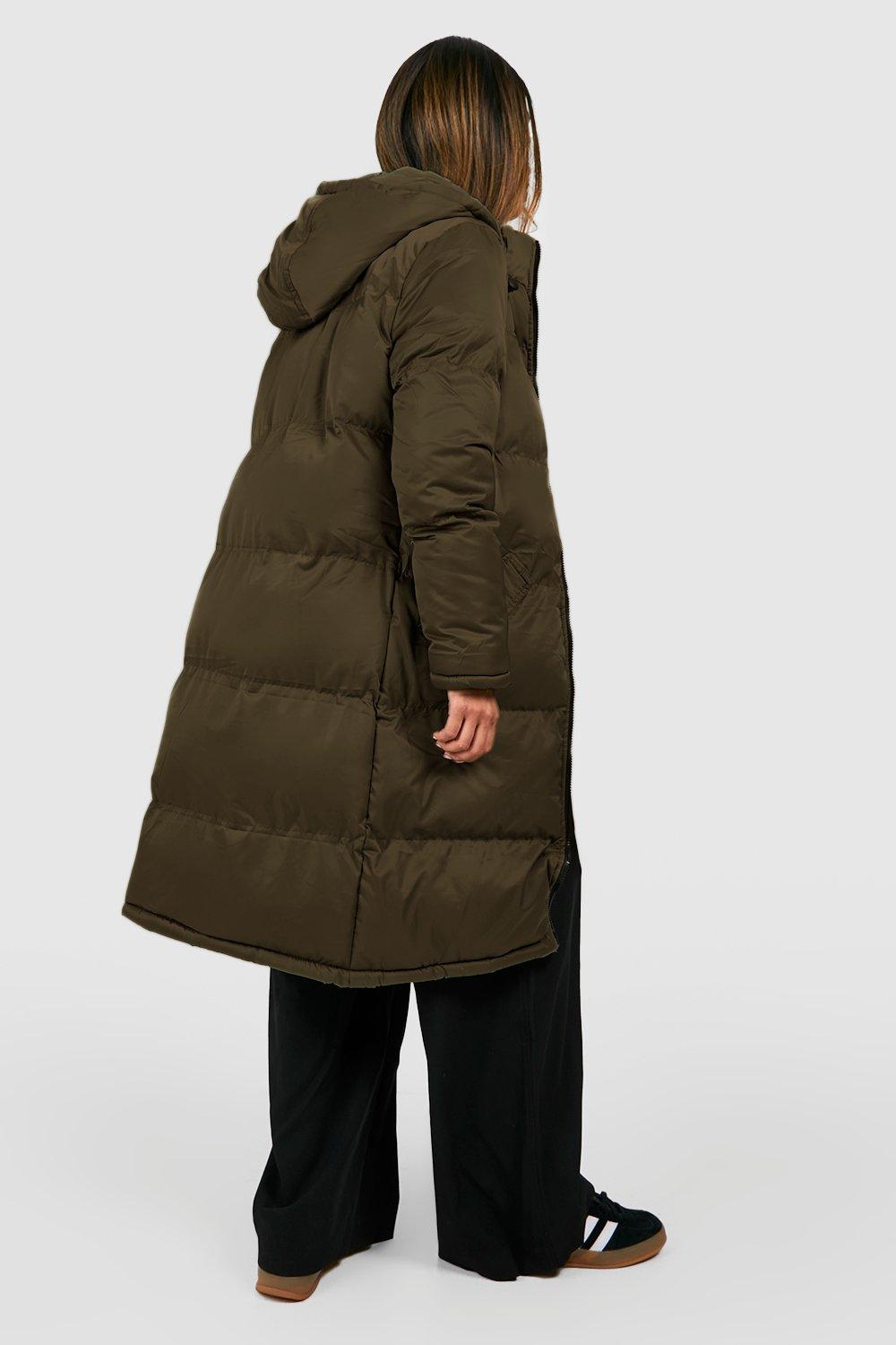 Hooded longline puffer jacket sale