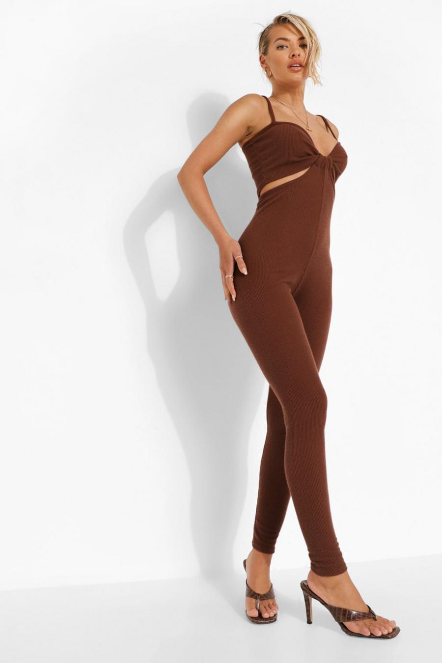 Chocolate Crinkle Knot Detail Jumpsuit image number 1