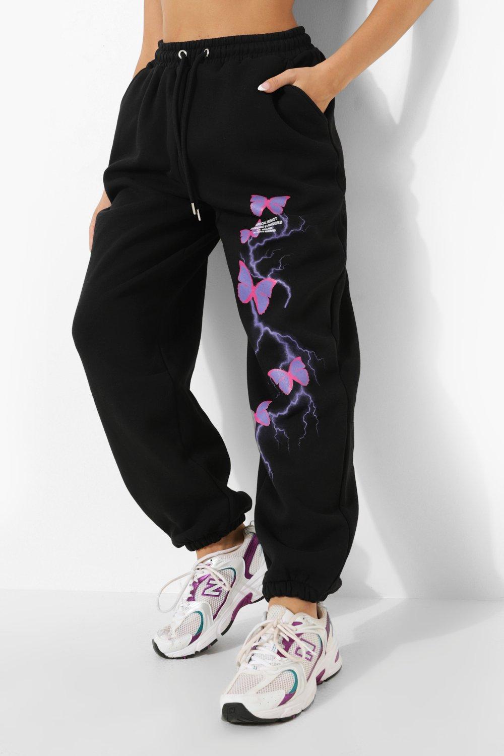 butterfly print joggers