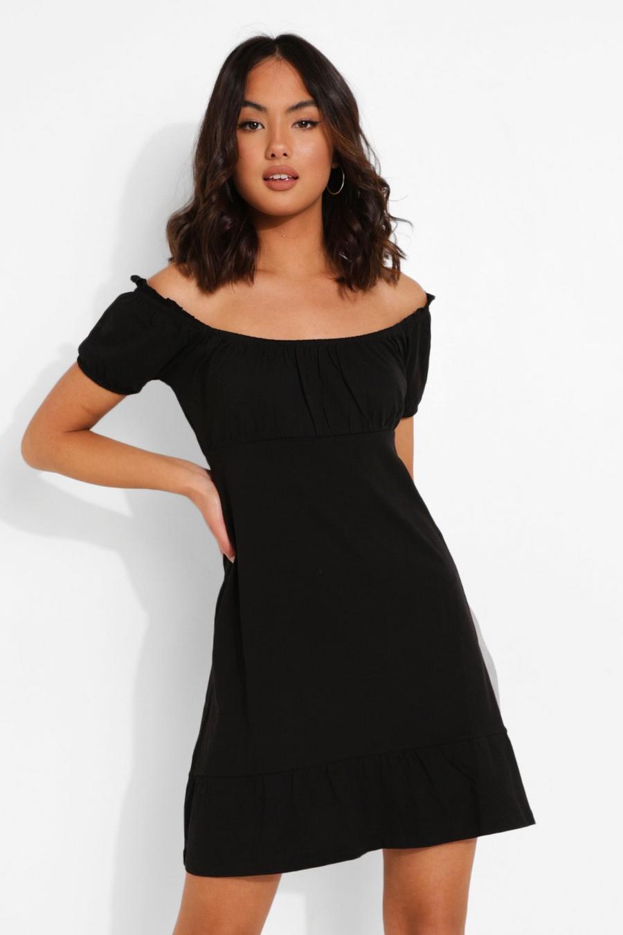 Black Frill Hem Mini Dress image number 1