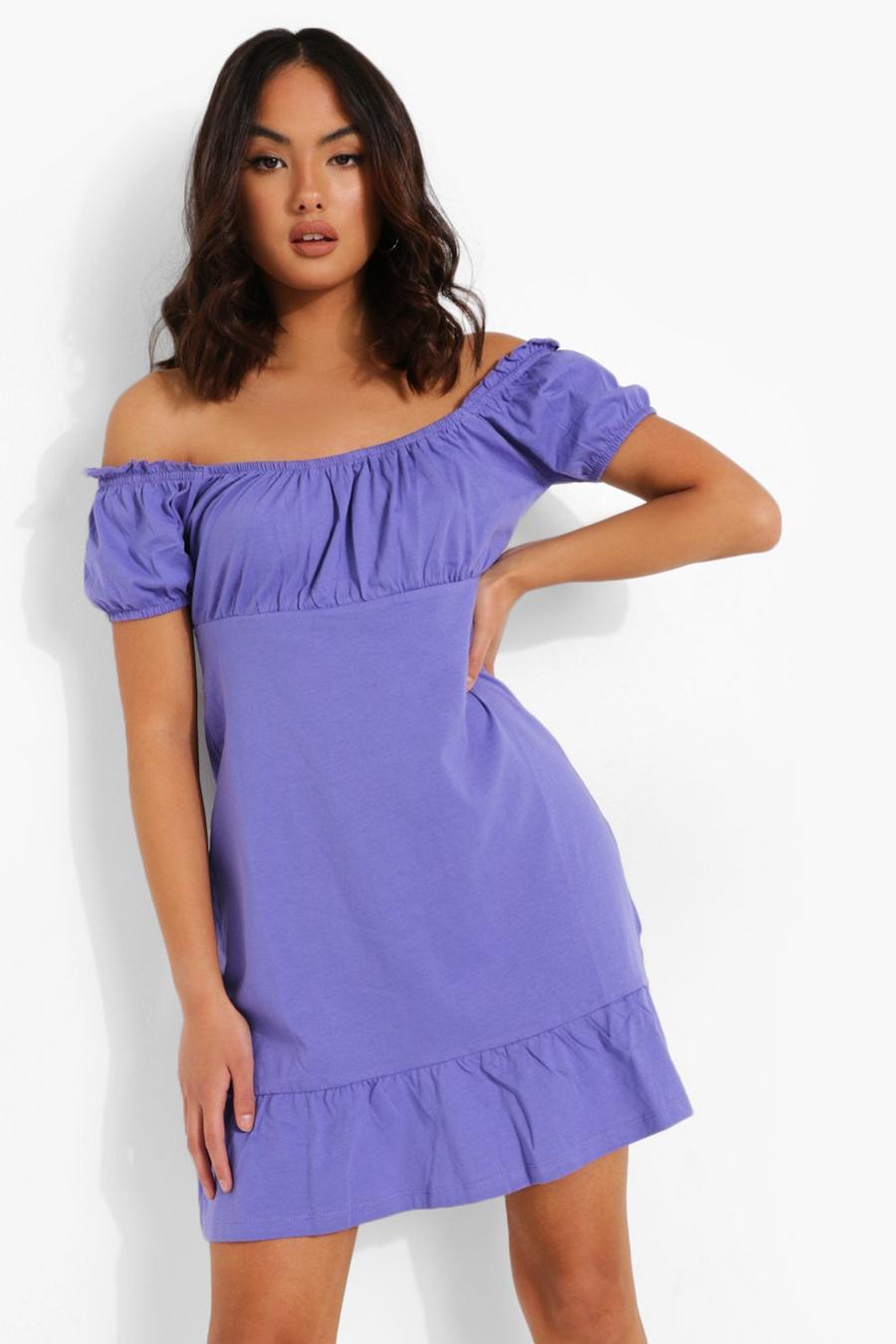 Purple Frill Hem Mini Dress image number 1