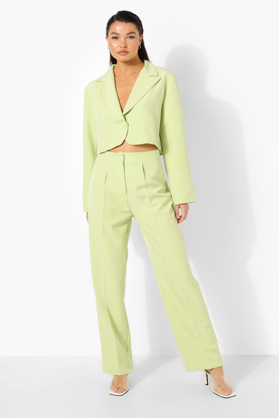 Soft lime Kostymbyxor med ledig passform image number 1