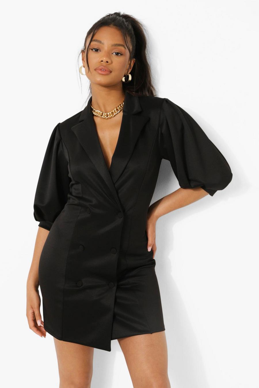 Black Extreme Puff Sleeve Blazer Dress image number 1