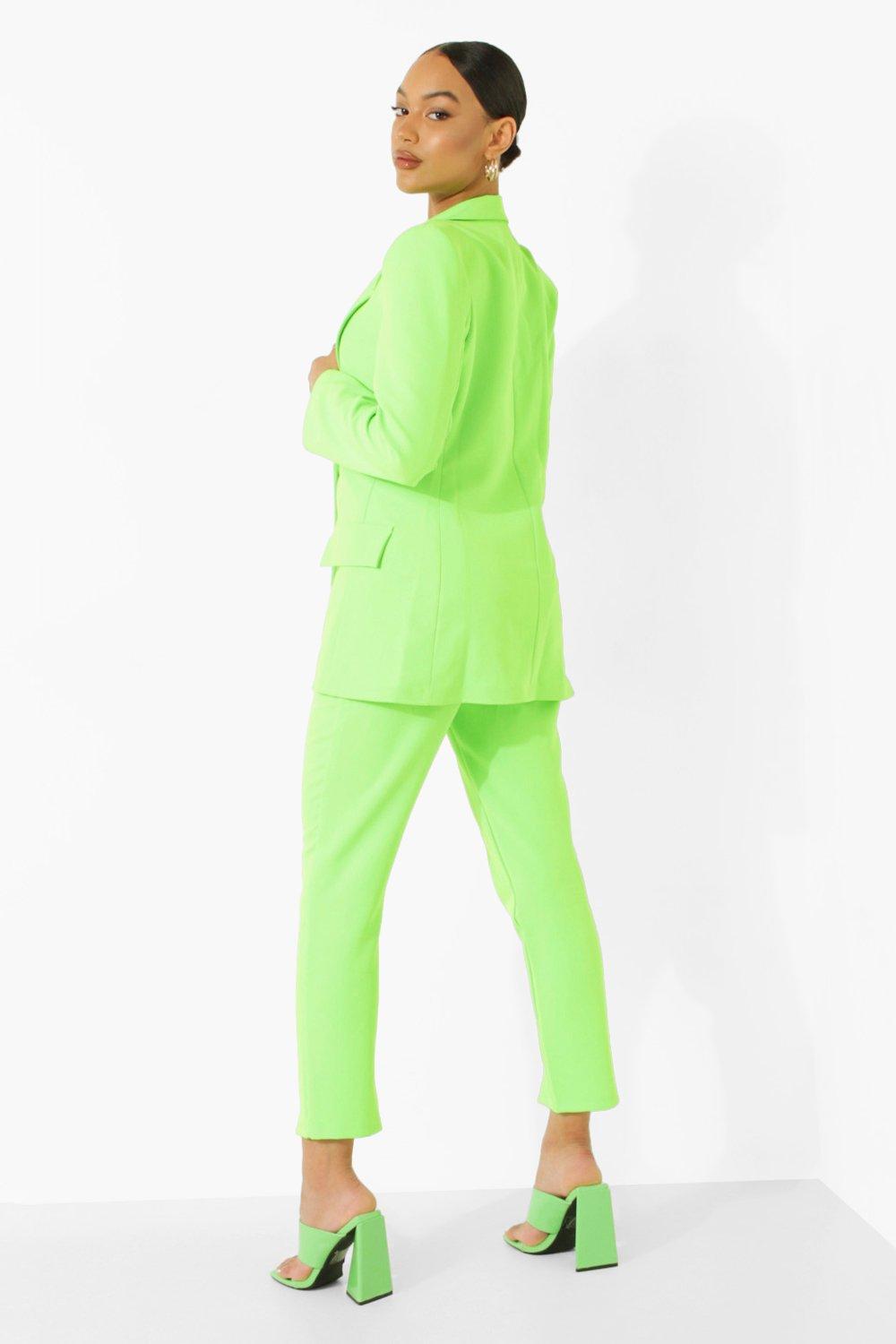 Suit Pant in Neon Green Sequin