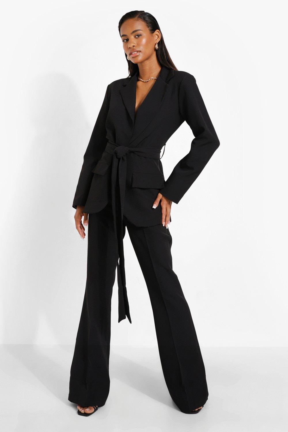 Black Obi Tie Waist Tailored Blazer