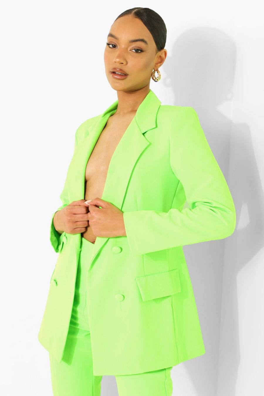 Neon-green Neon Double Breasted Tailored Blazer image number 1