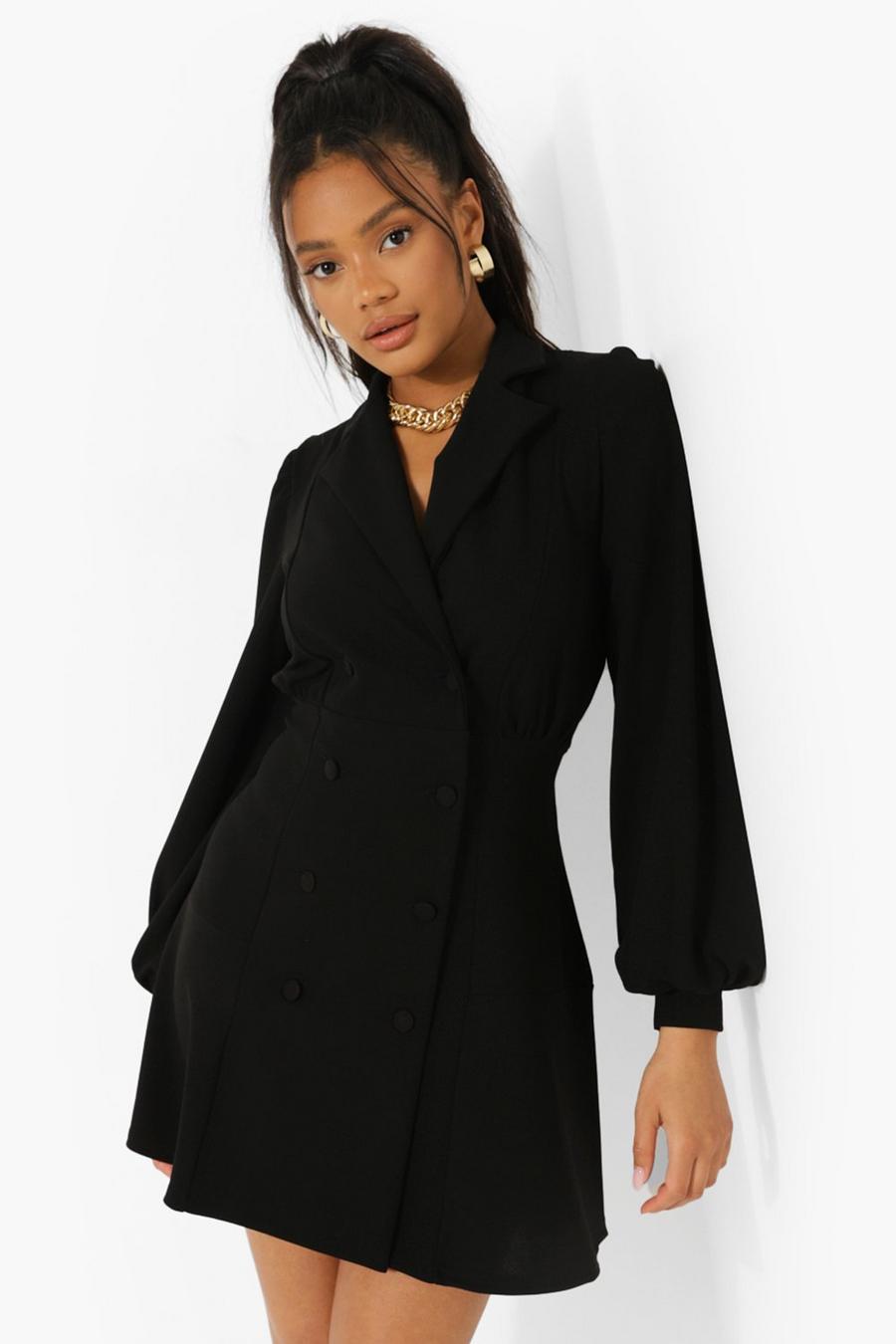 Black Blouson Sleeve Blazer Dress image number 1