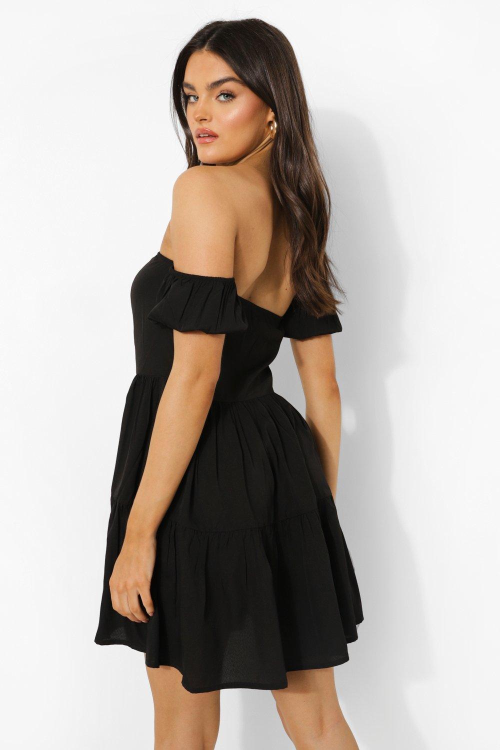 Bardot Button Down Tiered Mini Dress boohoo DK