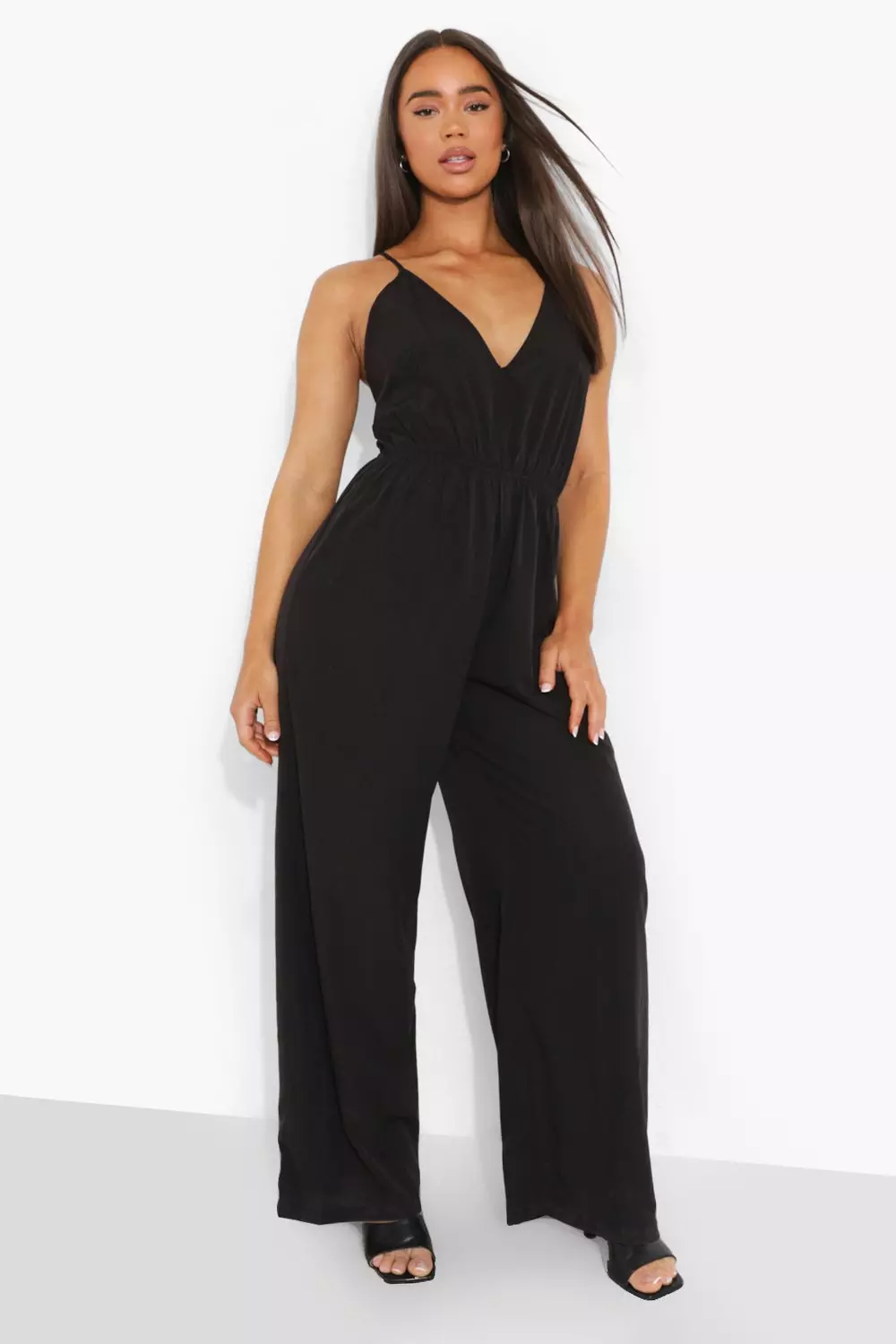 Jumpsuits Petite Strappy Back Detail Relaxed Jumpsuit, 59% OFF