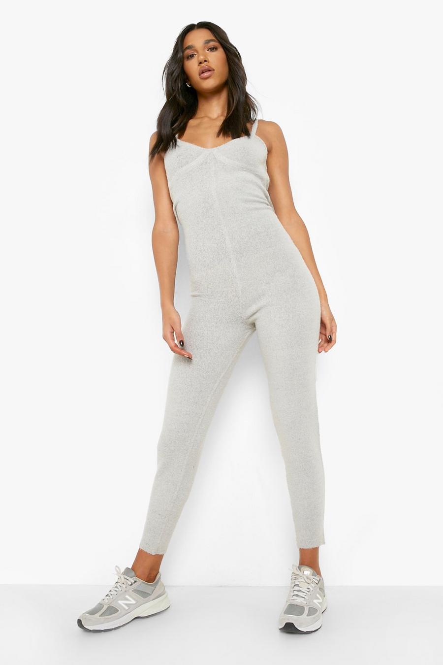 Grey Soft Yarn Knitted Jumpsuit image number 1