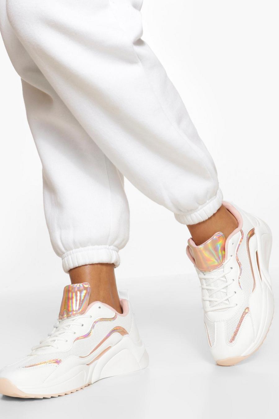 White_nude נעלי ספורט עם עיטורים בצבע מנוגד  image number 1