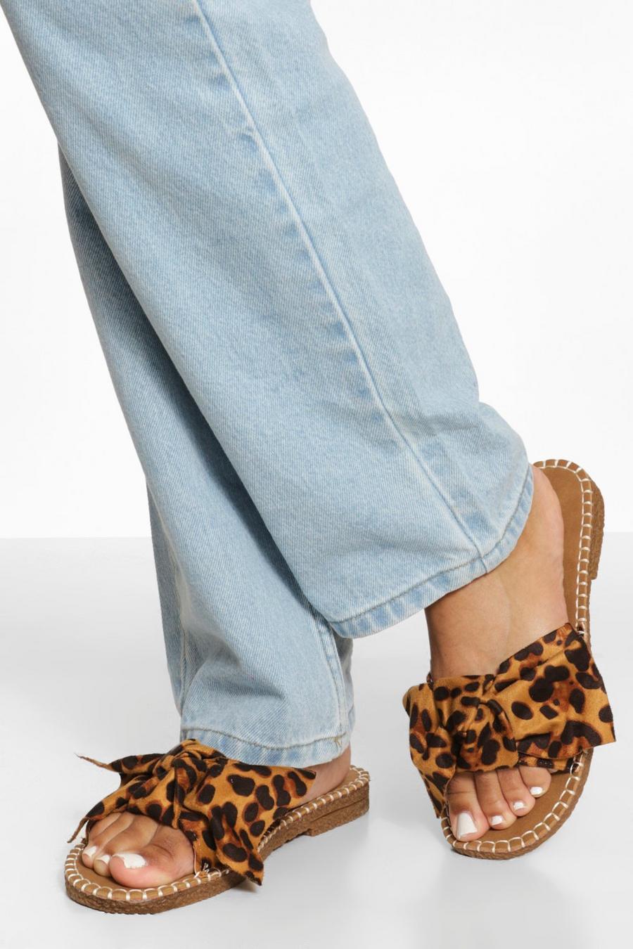 Leopard mehrfarbig Bow Espadrille Sandal